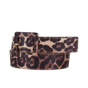 Veronica Beard Aluma Leopard Print Satin Belt